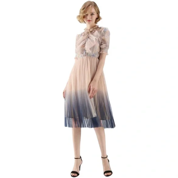 knee length dresses for ladies Milla Women's Sheer Sleeves Maxi Tulle Dress main image 0